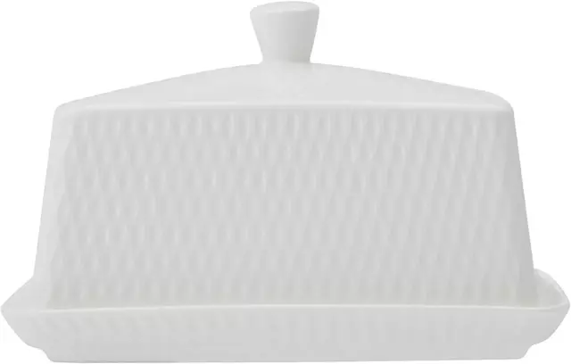 Maxwell & Williams White Basics Diamonds Butter Dish Gift Boxed