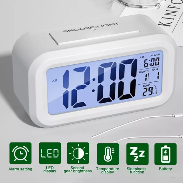 Digital LED Large Display Alarm Clock Battery Operated Mirror Face Design UK