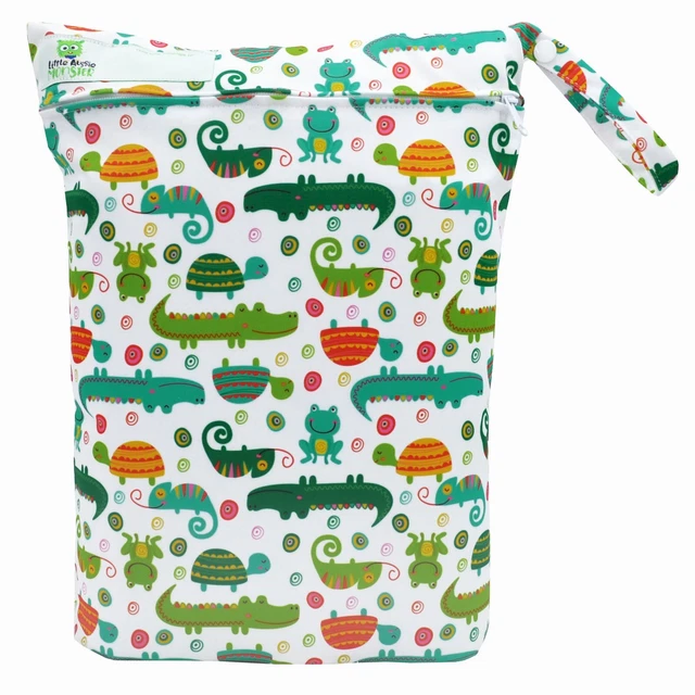 Reusable Multiuse Wet Bag For Cloth Nappy/Diaper Swimmers Chameleon & Croc