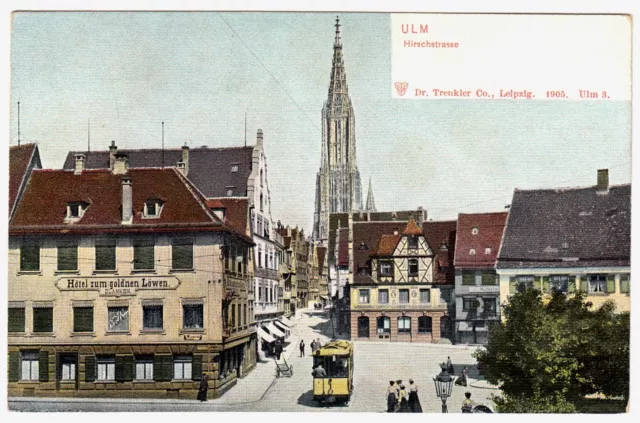 ULM Hirschstrasse / Hotel zum Goldenen Löwen / Münster / Blanken * AK von 1905