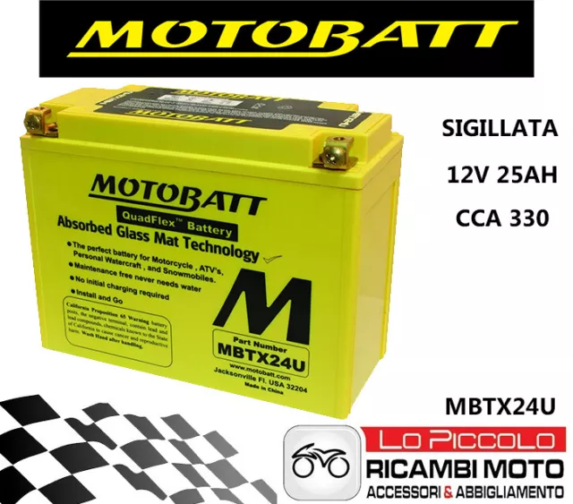 Batteria Motobatt Mbtx24U Harley Davidson 883 Xl Sportster 2004-2014 1340 Flh