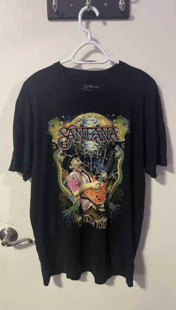 Santana Corazon Tour 2014 Concert Tour Band Black T-Shirt Tee Unisex Mens XL