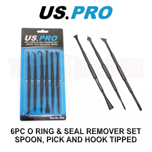 US PRO Tools 6pc O-Ring & Seal Remover Set, Spoon, Pick and Hooks Tipped 5052