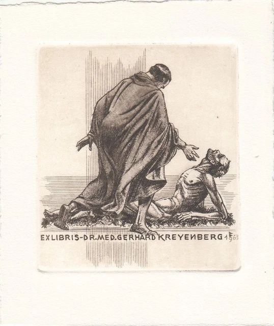Exlibris Bookplate Cliche Karl Blossfeld 1892-1975 Doctor Antique Sick 2