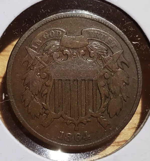 1864 2 cent piece VG+