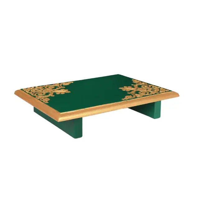 Indian Traditional Decorative Wooden Pooja Chowki Pata Color Green
