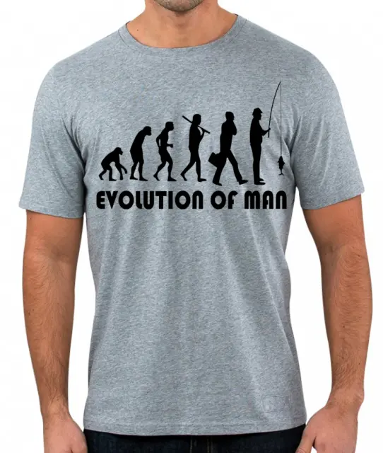 T-shirt uomo EVOLIUTION OF FISHERMAN divertente t-shirt compleanno scherzo regalo