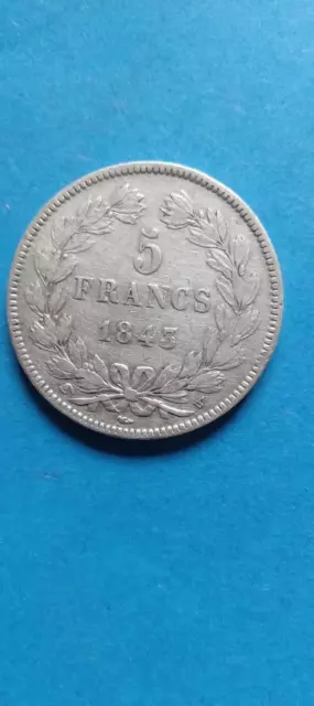pièce 5 francs argent louis philippe 1843 W Lille TTB45
