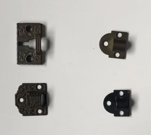 Four (4) Antique Metal Cast Iron Receivers Slide Barrel Bolt Door Latches