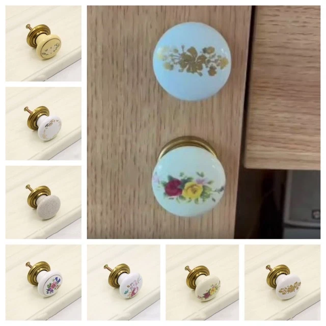 Ceramic Cabinet Knob Round Drawer Knobs Door Pull Handles  Wardrobe