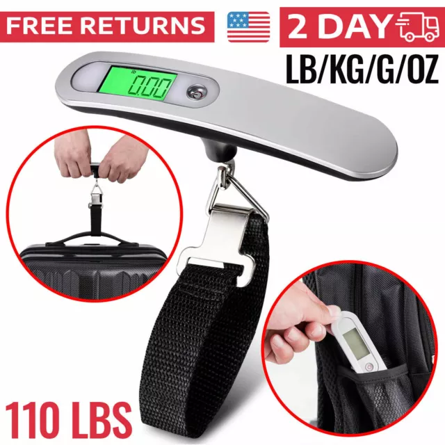 Portable Travel 110lb / 50kg LCD Digital Hanging Luggage Scale Electronic Weight