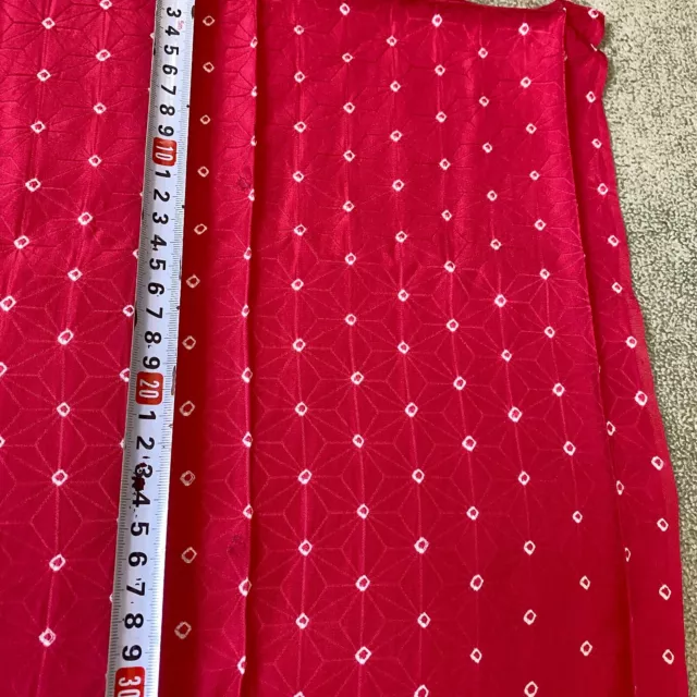 JAPANESE SHORT RED Shibori tie-dyed white silk Kimono fabric remnant ...