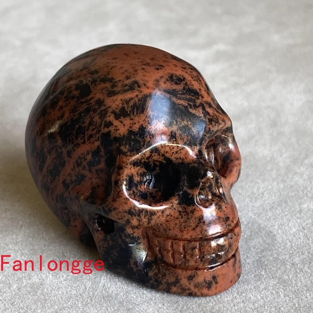 1pc Natural Red obsidian Quartz Carved Crystal Skull Reiki Healing 2"