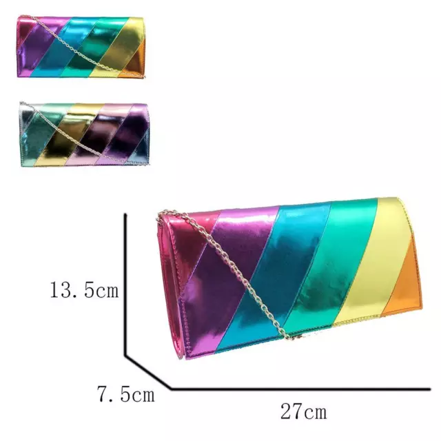 Womens Designer Style Rainbow Party Clutch Bag Occasion Bag Pride Handbag Ladies