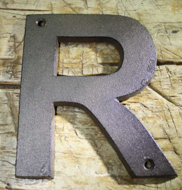 Cast Iron Industrial LETTER R Sign Rustic Brown 5" tall Alphabet