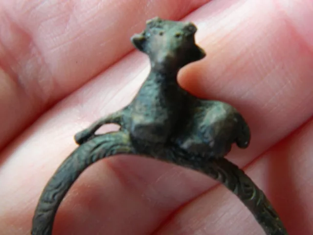 Post Medieval bronze seal spinner pendant Stag / Deer ? Metal detecting detector