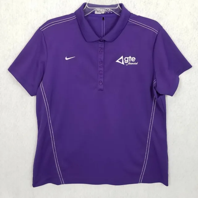 NIKE GOLF Dri-Fit Women's Button Down Polo ~ GTE FINANCIAL Embroidered Logo ~ XL