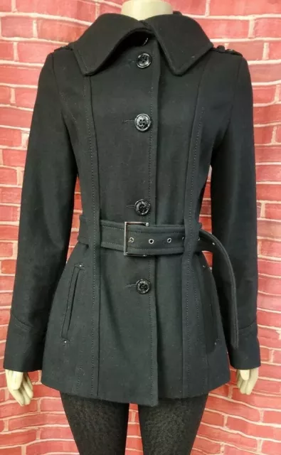 MISS SIXTY Trench Coat Peplum Wool Blend Women's Steampunk Belted Size M  #C