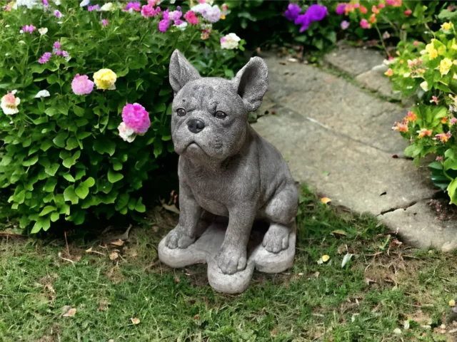 French Bulldog Statue Dog Figurine Pet Memorial Puppy Dog Garden Decoration 12"