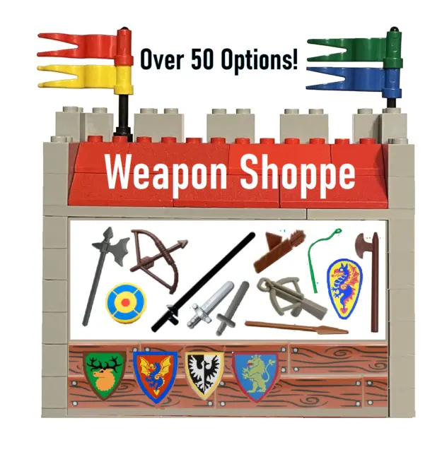 Lego Minifigure Castle Weapons - Axe Sword Spear Lance Bow Shields Flags