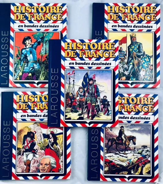 Histoire de France en BD, V°: 2,3,4,5,6, LAROUSSE 1979, RELIURE Bleue, 5 Tomes.