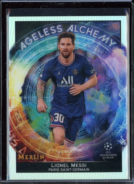 2021-22 MERLIN UEFA Champions League Ageless Alchemy #AA1 Lionel Messi ...