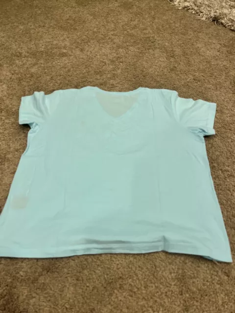 Ralph Lauren  T-Shirt Women’s XL Short Sleeve V-Neck Logo  Light Teal