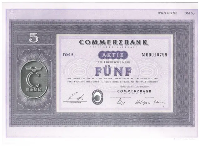 Commerzbank AG Aktie über 5 DM   von 1906