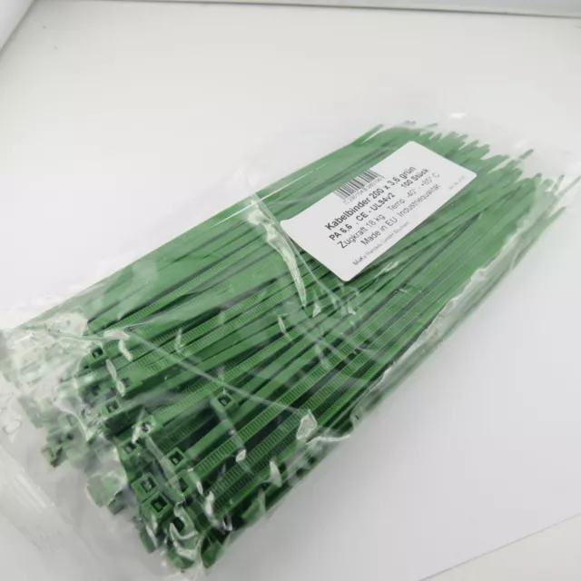 100x Raccord de Câble 200 X 3,6 MM Qualité Industrielle Standard (Vert) Binder