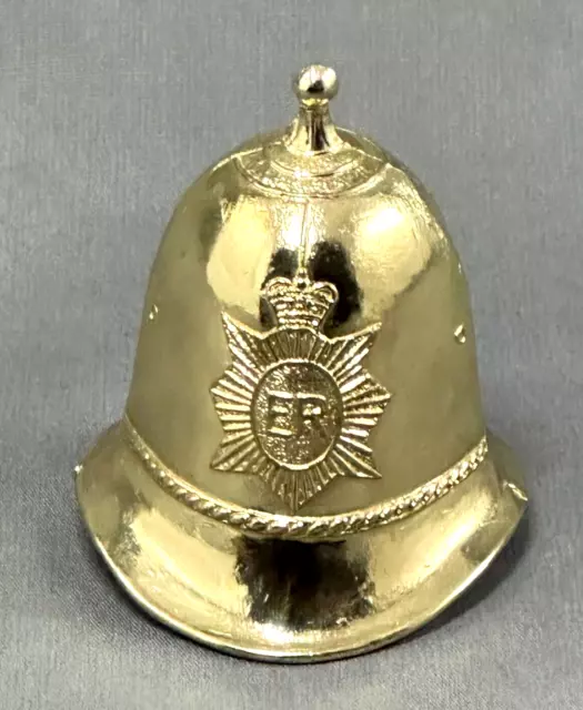 Vintage Metropolitan Police ER London Bobby Police Helmet Gold  Tone Hand Bell