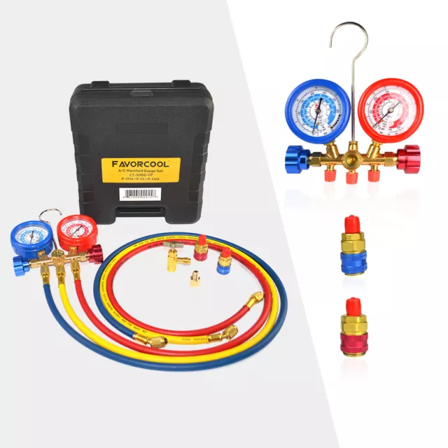 FAVORCOOL CT-536G AC Manifold Gauge Set, R410A, R134A, R22 Charge