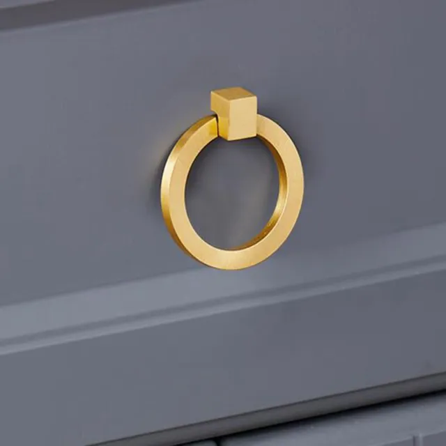 Brass Kitchen Cabinet Knobs Drawer Ring Pulls Cupboard Wrdrobe Door Handles Gold