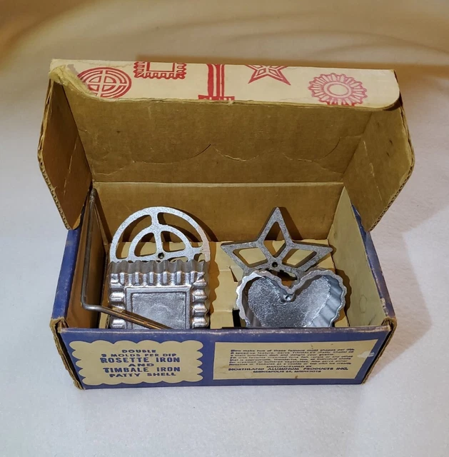 Vtg Nordic Ware Double Rosette and Timbale Iron 4 Pieces w/ Box