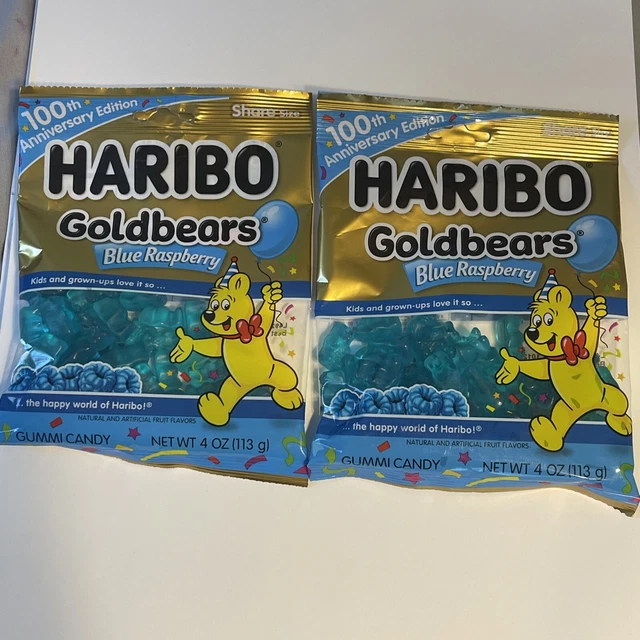 HARIBO GOLD BEARS 100th Anniversary BLUE RASPBERRY Gummi 4 oz. Gummy