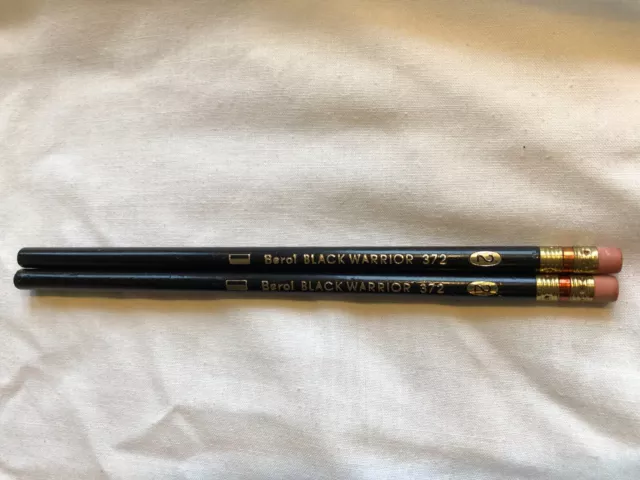 NOS Berol Black Warrior Round Writing Pencils #372-2 MED. SOFT Standard Ferrule