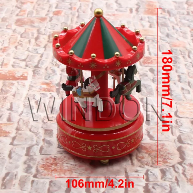 Carousel Music Box DIY Wooden Merry-Go-Round Gift for Kids Girls Women 2