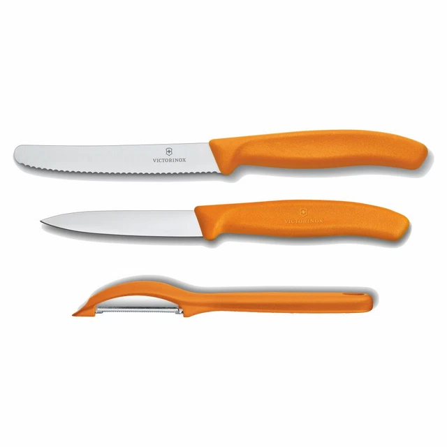 Victorinox Küchenset 3tlg. Gemüsemesser Tomatenmesser Schäler  / orange