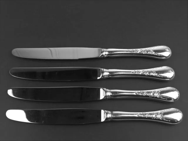 Set 4 x Luncheon 8 5/8" Knives Birks Regency Plate Queen Mary silverplate