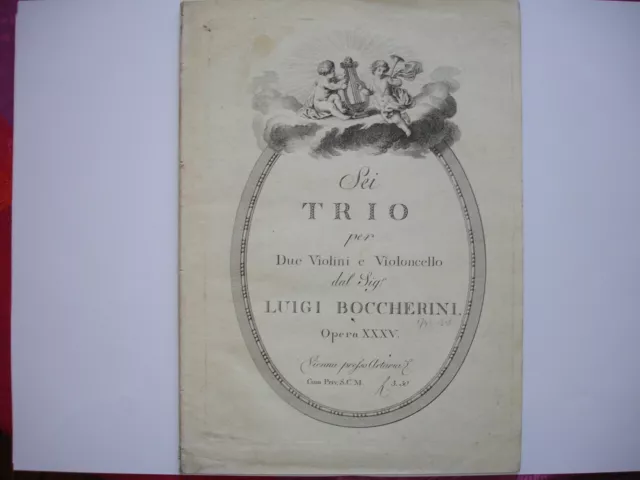 Partition Trio L. BOCCHERINI op. 35 Artaria Violoncelle Compositeur Autographe 