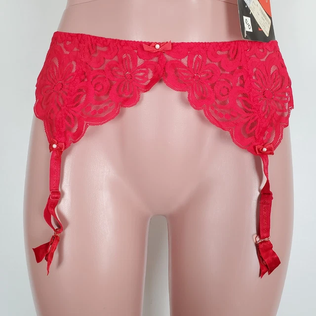 Vintage Sexy Red Sheer Lace Garter Belt Womens Size Small Pin Up Boudoir