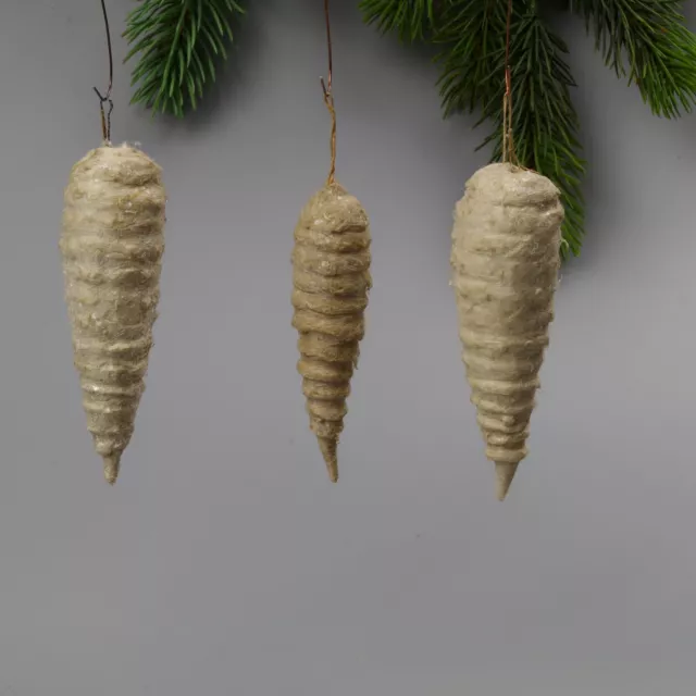 Antique,Christmas Ornaments, icicles, spun cotton with mica,  Germany