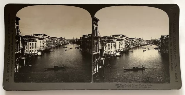 Italien Venedig Le Grand Kanal 1901 Foto Stereo Vintage P75L3n