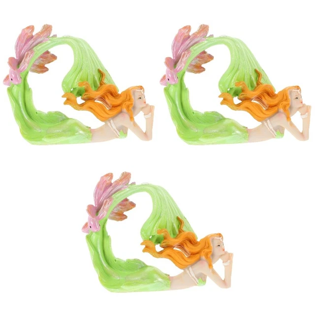 Set of 3 Figurine De Sirène D'aquarium Bureau À La Maison Ornements