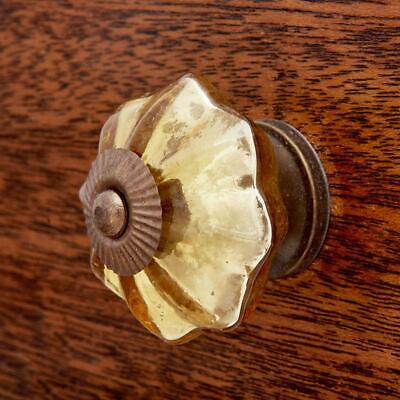 Antique Mercury Glass Drawer Pulls Vintage Gold Octagon Cabinet Knobs Lot of 3