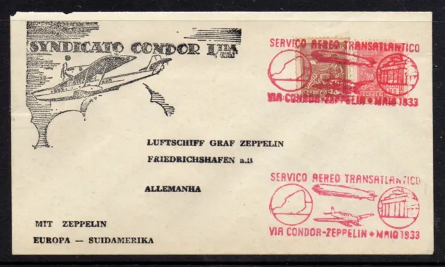 Brazil 1933 Zeppelin flown cover