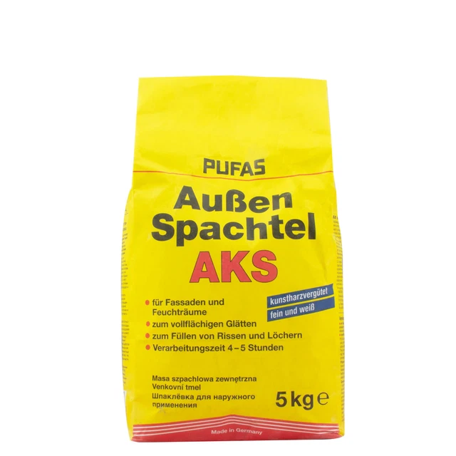 Espátula exterior y adhesiva Pufas 5 kg, reforzada con resina artística, blanca