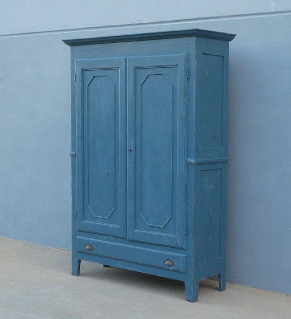 Armadio piemontese in legno di pioppo laccato Shabby Chic, fine '800 - L 139 cm!