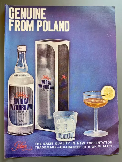 Polmos Wodka Wyborowa Vodka Poland Original 1968 Vintage Advert Werbung Reklame