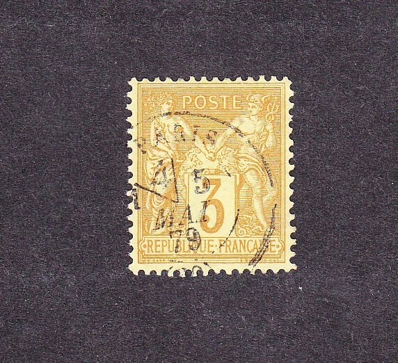 France n°86 SAGE type 2 oblitéré 3c bistre jaune voir scan 