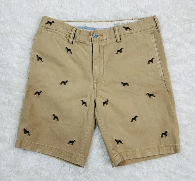 Polo Ralph Lauren Shorts Embroidered Beagle Hunting Dog Khaki Chinos Tan Size 32 Polo Ralph Lauren Shorts Embroidered Beagle Hunting Dog Khaki Chinos Tan Size 32